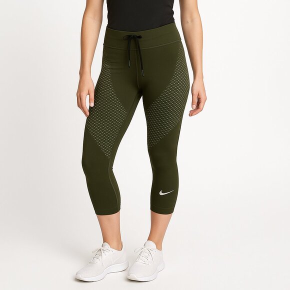 Nike Zonal Strength 3/4 Compression Training Tights Olive Green M Running Gym - Picture 4 of 15